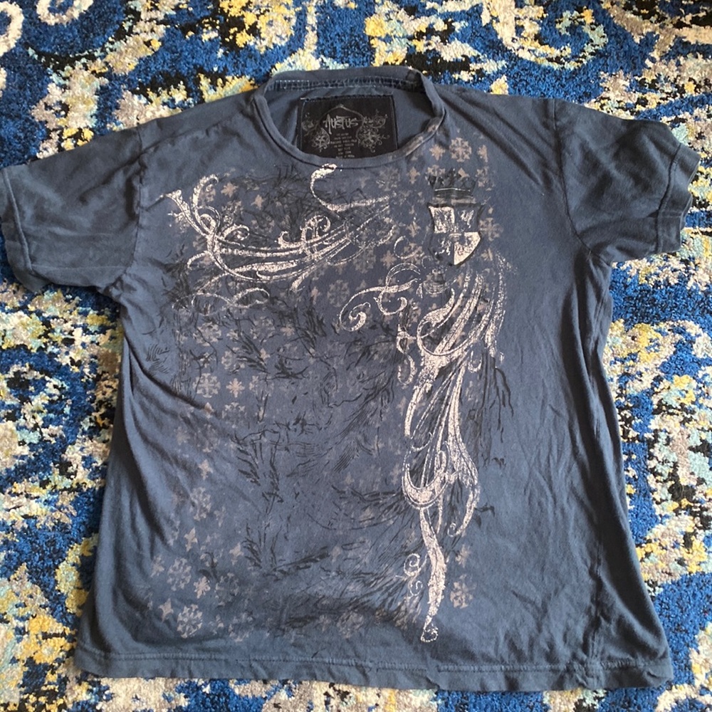 Austus blue short sleeve emo goth T shirt